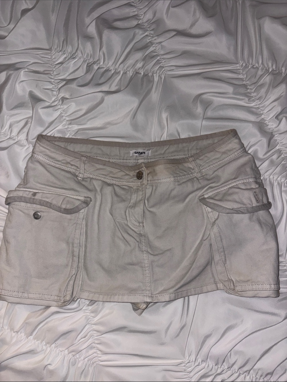 Garage Cream Cargo Mini Skort with Front Pockets